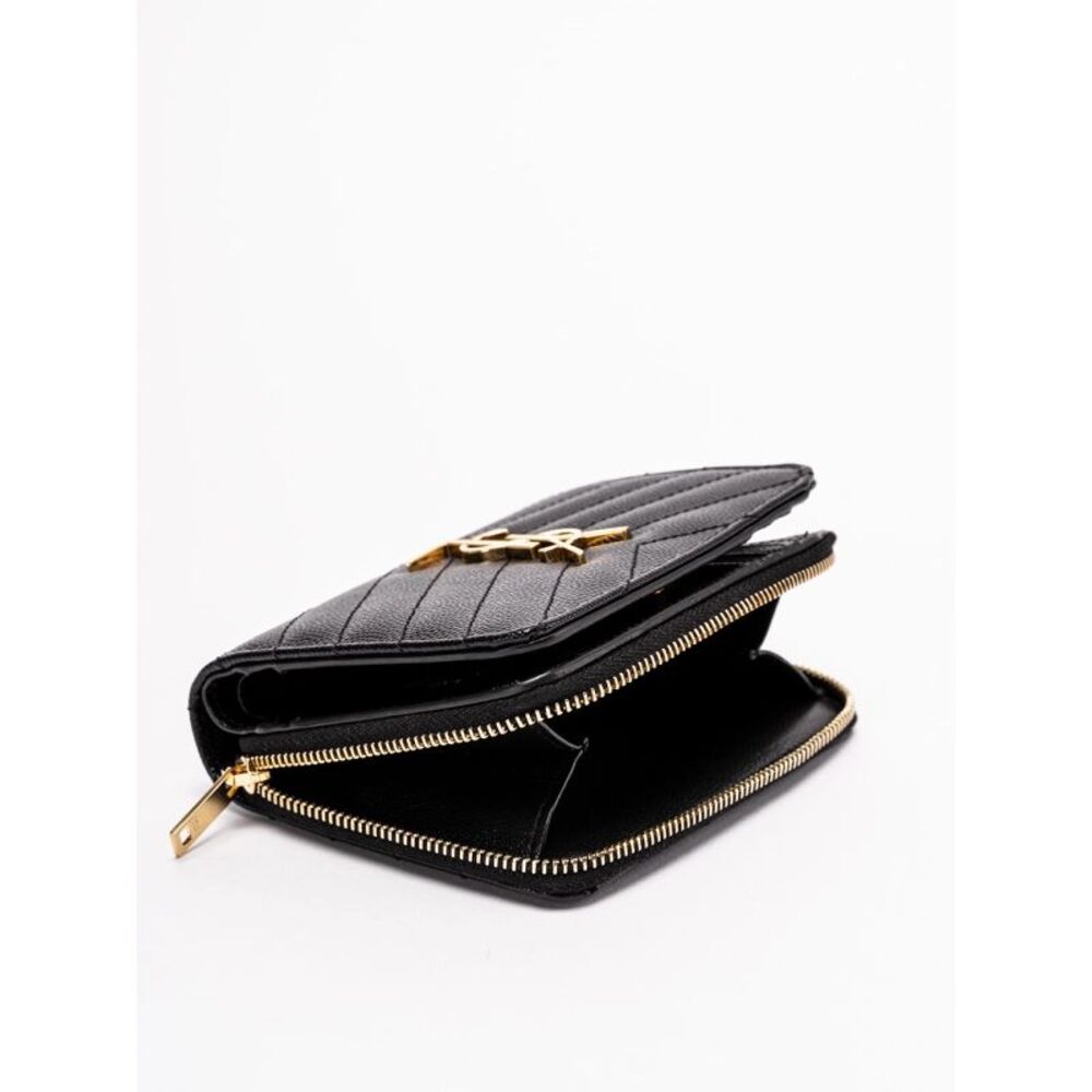 Saint Laurent Women `Cassandre Matelassé` Compact Zip Around Wallet - Picture 4 of 4